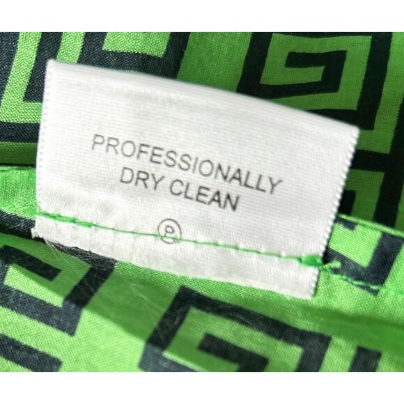 Tory Burch Geometric Tunic Green Black Lace Trim Back Zip - Women's Size 14 - Picture 9 of 13